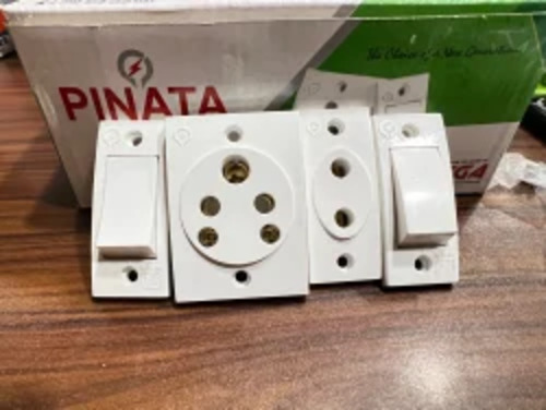 White Electric Switches - Polycarbonate Material, Customized Size | Color: White, Max. Current: 6 Ampere, Max. Voltage: 240 Volt, 50 Hz Durable Design