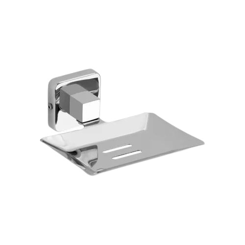 Single Soap Holder - Stainless Steel, Standard Size, Silver Color | Wall Mounted, Rectangular Shape, Glossy Finish, Durable Design