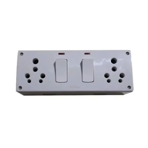 Double Socket Switch Board - Color: White