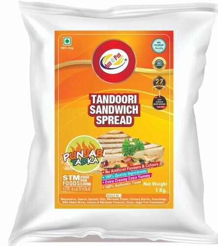 Tandoori Sandwich Spreads - Energy 395.6 g, Protein 1.52 g, Sugar 11.0 g, Fat 35.21 g | Grade A, 1 Kilogram Weight, Suitable for Adults and Children