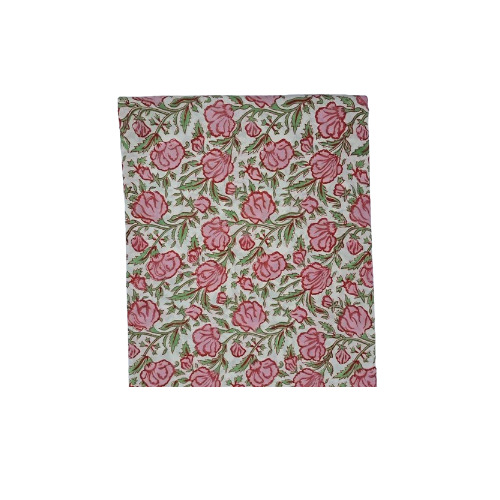 Flowers Block Print Cotton Fabric - Color: Multicolor