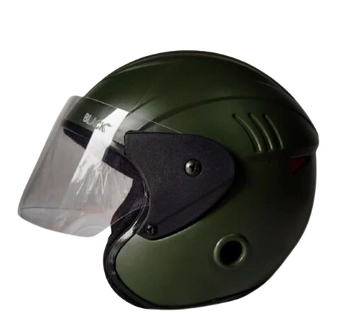 Green Open Face Motorcycle Helmet - Fiberglass, XL Size, Green Color | Durable Design, Fine Finished Quality, 1 Year Warranty
