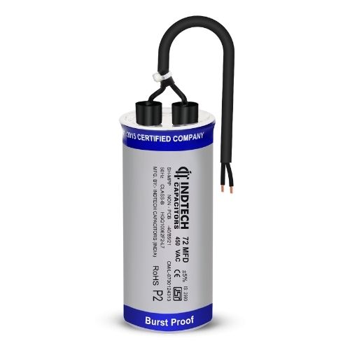 Indtech Aluminium Burst Proof Wire Capacitor 72 Mfd - Color: Gray