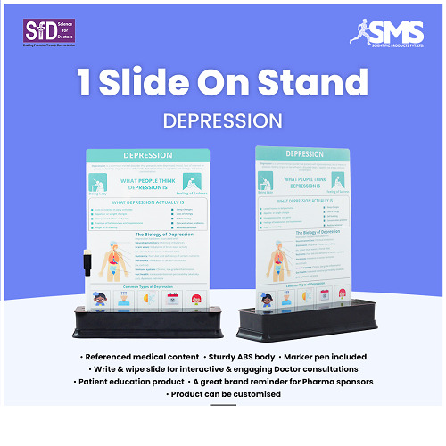 1 Slide on Stand - ABS Plastic, Rectangular Shape, Multiple Colors | Write & Wipe Functionality, Marker Pen Included, Pre-Loaded Medical Content
