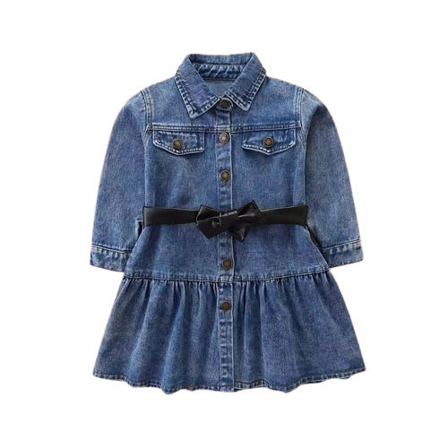 Denim Kids Frocks - Color: Blue