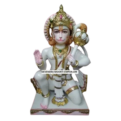 Marble Veer Hanuman Ji Statue - Finishing: Polishing