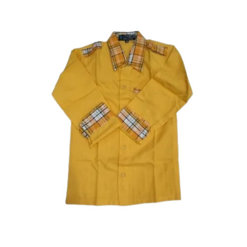 School Uniform Shirt - Cotton Long Sleeve, Yellow | Easily Washable, Shrink Resistant, Skin Friendly, Breathable, No Fade