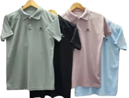 Men's Casual T-Shirt - Polyester Fabric, Multi Color, Collar Neck Style | Short Sleeves, Sizes: XS to XXXL, Plain Pattern