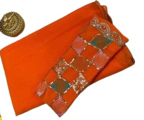 Orange Zari Saree - Color: Multi