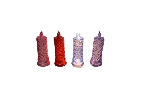 Decorative LED Candle Lamp - Glass Material, Customized Size, Modern Style | Durable, Fine Finished, Available in All Colors, Battery Powered, Fluorescent Light Source, Cylinder Shape
