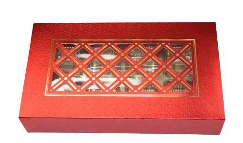 Fancy Chocolate Box - Cardboard, 250 Grams | Glossy Red, Rectangular Shape