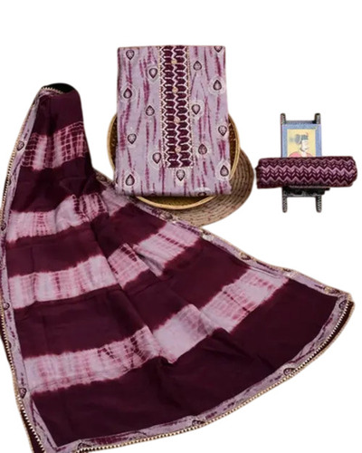 Muslin Printed Suit - Color: Purple