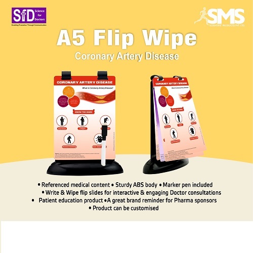 A5 Flip Wipe - Durable ABS Plastic, Rectangular Portable Tool for Coronary Artery Disease Education | Write & Wipe Functionality, Interactive Medical Content