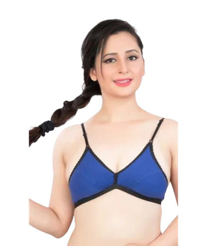 Girls Bra - Cotton, Sizes 28-42, Blue | Breathable, Lightweight, Skin-Friendly, Quick Dry, 3/4th Sleeve, Non-Padded, Plunge Neck, Sleeveless