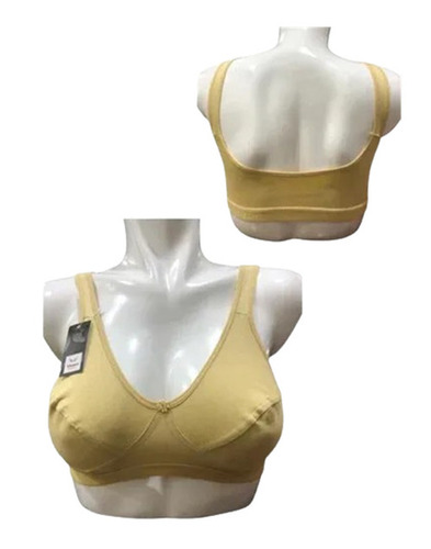 Sports Bra - Cotton, Full Coverage, Sizes 28 to 42, Beige | Breathable, Lightweight, Quick Dry, Fade and Shrink Resistant, Wide Straps