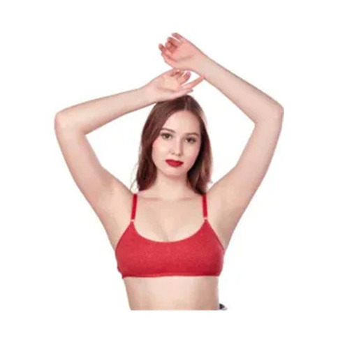 Non Padded Cotton Bra - Size 28-42, Lightweight Red Sleeveless Plunge Neck Design | Breathable, Skin-Friendly, Quick Dry, Daily Wear
