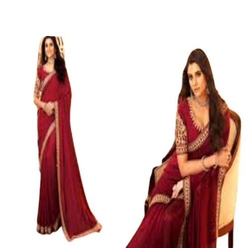 Party Wear Plain Saree