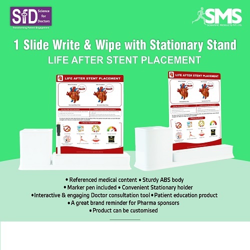 1 Slides Write & Wipe with Stationary Stand - Durable ABS Body, Rectangular Design, Multiple Colors | Patient Education Tool, Interactive Writing Slide