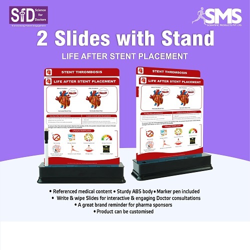 2 Slide With Stand - Durable ABS Plastic, Flexible Write & Wipe Surface | Engaging Patient Education for Post-Stent Care