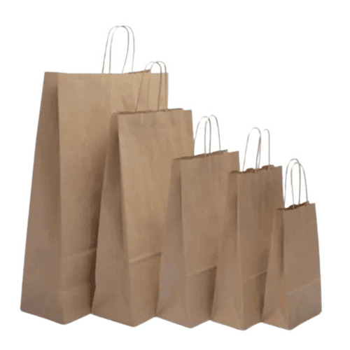 Paper Carry Bags - Kraft Paper Material, Standard Size , Eco-Friendly, Biodegradable, Moisture Proof, Disposable, Recyclable, Single Compartment Design, Cotton Rope Handle