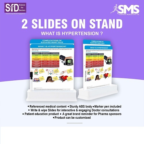 Dual Slide Presentation Chart - ABS Plastic, Compact Design for Flexible Doctor-Patient Communication | Interactive, Durable Stand with Built-In Marker for Easy Updates on Hypertension