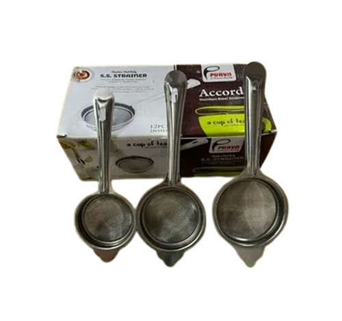 Tea Strainers - Stainless Steel | Solid, Portable, Reusable, Washable, Lightweight, Easy to Use, Rust and Corrosion Resistant, Polished Silver Finish