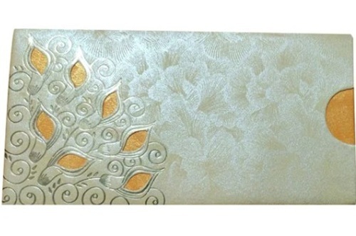 Flower Printed Wedding Cards - Paper 18x8cm Silver And Yellow Floral Pull-Out Insert Customized Size | Wedding Anniversary Invitation