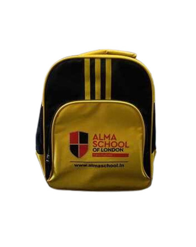 Kids School Bag - Canvas Material, Standard Size, Yellow & Black Color | Multi-Compartment, Washable, Moisture Proof, Zipper Closure, Reusable Design, Customizable Options