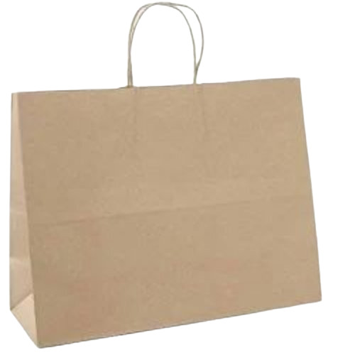 Paper Handbag - Coated Paper, Customized Size, Brown Color | Moisture Proof, Durable Patch Handles, Fine Finished Plain Design