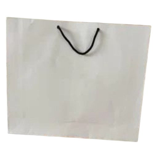Plain Paper Hand Bag - Coated Paper, Customized Size, White Color | Moisture Proof, Durable Flexiloop Handle, Fine Finished, Rectangle Shape
