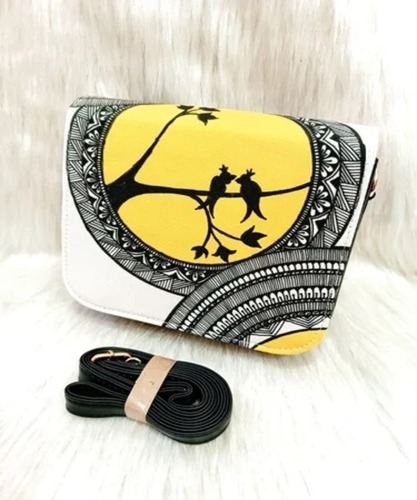 Premium Quality Canvas Sling Bag - Good Condition, Elegant White Design, Zip Closure