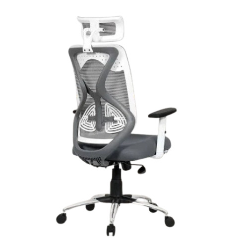 Mesh Office Chair - Five Wheel Design, Corrosion Resistant Aluminum Frame, Gray Velvet Upholstery | Chemical Resistant, Easy to Clean, Scratch Resistant, Polished Finish, Antique American Style