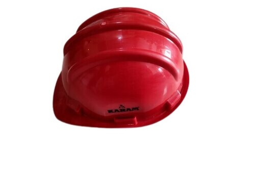 Safety Helmet - PVC Material, Crack Resistant, Red Color | Highly Comfortable, Reusable, Waterproof, Unisex Design, Quality Tested