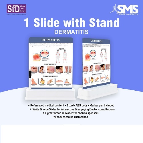 Clear Dermatitis Interactive Visual Slide - Durable ABS Plastic, Rectangular Design | Portable Educational Tool with Writable Marker Pen for Clinical Use