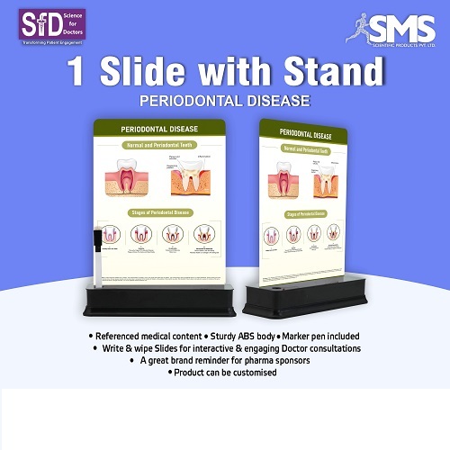 1 Slide With Stand - ABS Plastic, Rectangular, Multiple Colors | Detailed Diagrams on Periodontal Disease, Interactive Learning Tool for Patient Education