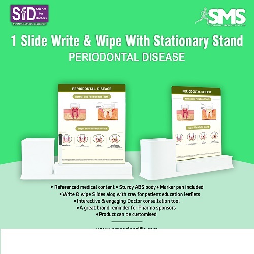 Write & Wipe Educational Slide - Durable ABS Material, Erasable Design with Stationery Stand | Comprehensive Periodontal Disease Patient Education Tool