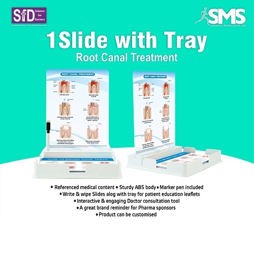 1 Slide With Tray - Durable ABS Plastic, Rectangular Shape, Multiple Colors | Writable & Erasable Slide, Convenient Marker Holder, Detailed Root Canal Info