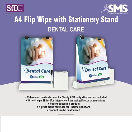 A4 Flip Wipe With Stationery Stand - ABS Plastic, Rectangular Design, Multiple Colors | Pre-Loaded Medical Content, Marker Pen Included, Write & Wipe Slide for Interactive Consultations