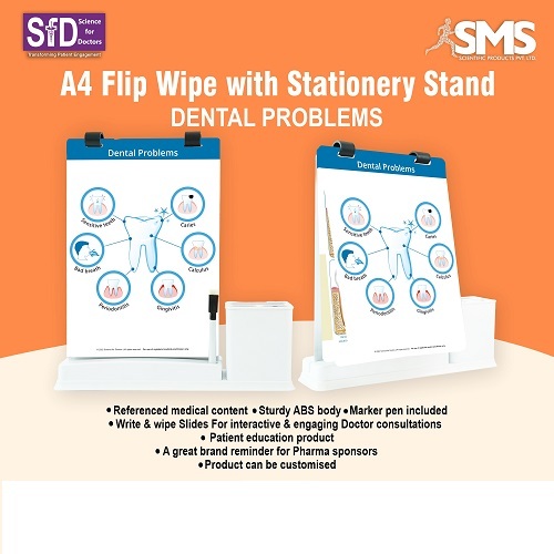 A4 Write & Wipe Flip Slides - Durable ABS Material, Interactive Patient Education Tool with Marker Pen and Convenient Stationery Holder