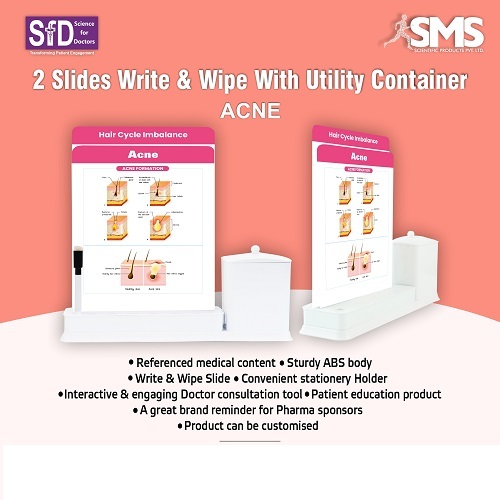 2 Slide Write Wipe With Utility Container - ABS Plastic, Rectangular Shape | Interactive Features, Marker Pen Included, Convenient Utility Container