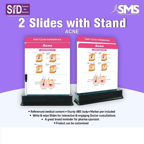 2 Slides With Stand - ABS Plastic | Interactive Write & Wipe Design, Portable & Compact, Clear Visuals for Effective Acne Education