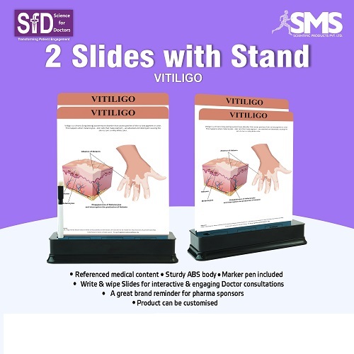 2 Slides With Stand - ABS Plastic, Rectangular | Durable & Stable Stand, Vitiligo-Focused Educational Content, Write & Wipe Functionality