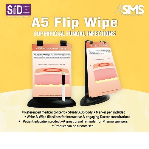 A5 Flip Wipe - High-Quality ABS Plastic, Portable Rectangular Design | Interactive Educational Tool for Superficial Fungal Infections with Write & Wipe Functionality, Marker Pen Included