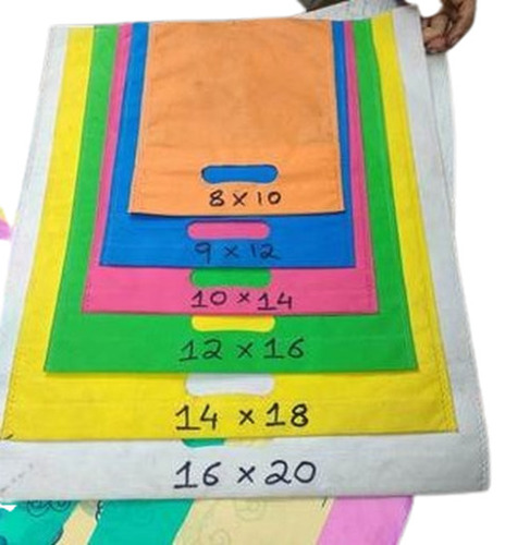 Non Woven D Cut Bags - Hand Made, Blue Red Yellow Multicolor | Flexo Printing, Hand Length Handle, Shopping Bag, All Sizes