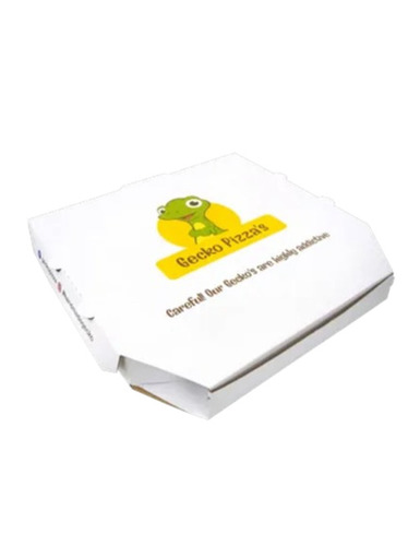 Printed Pizza Box - Virgin Kraft Paper, 6x6 Inches, White Color, Single Wall 3 Ply, Moisture Proof, Biodegradable, Matte Finish, Die Cut Design