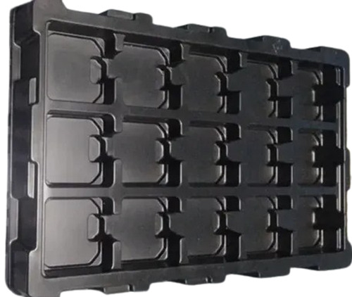 Vacuum Forming Blister Tray - PVC, 6x3 Inch, 0.5 mm Thickness, Glossy Finish, Hard Black Material | Disposable Plain Rectangular Design