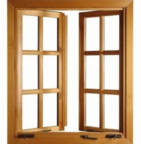 Wooden Window - Brown Polished Finish, Durable High-Quality Wood with Fiberglass Screen Netting for Home and Hotel Use