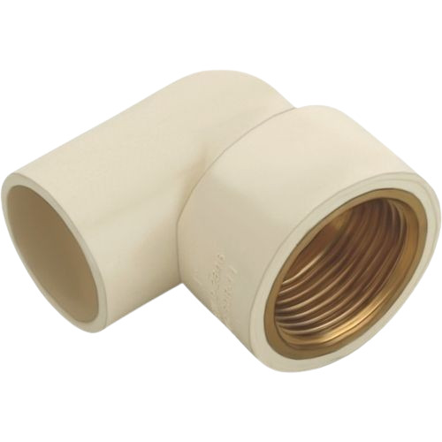 Brass Elbow - Brass, Customized Size, Cream Color | Female Connection, Round Shape, Durable, Polished Surface, 1 Year Warranty