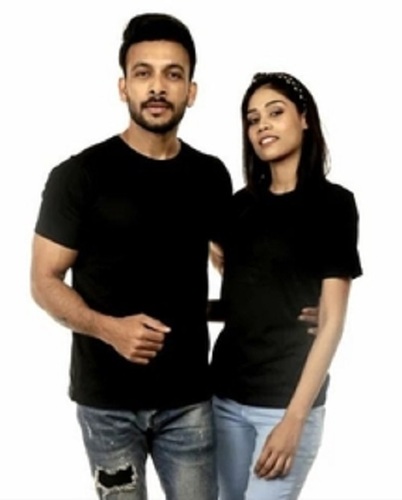 Cotton Round Neck T-Shirts - Cotton Material, All Sizes Available, Black Color | O-Neck Collar, Short Sleeves, Unisex Modern Style, Plain Design