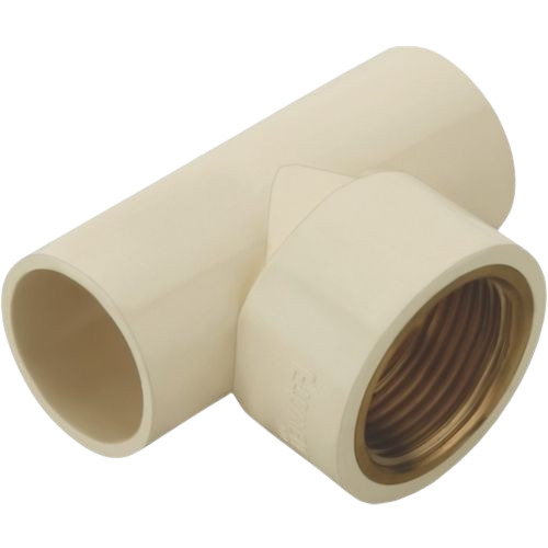 Cpvc Brass Tee - CPVC & Brass, Customized Size, Cream Color | High Working Pressure, Female Connection, Round Shape, Durable, 1 Year Warranty, Fine Finished